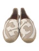 Tory Burch Canvas Leather Trim Embellishment Espadrilles