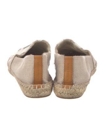 Tory Burch Canvas Leather Trim Embellishment Espadrilles