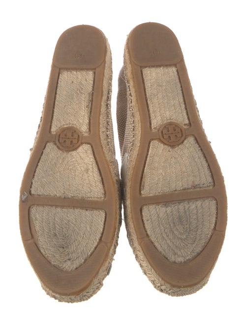 Tory Burch Canvas Leather Trim Embellishment Espadrilles