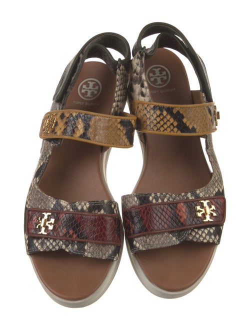 Tory Burch Embossed Leather Printed Slingback Sandals
