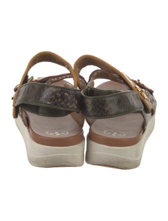 Tory Burch Embossed Leather Printed Slingback Sandals