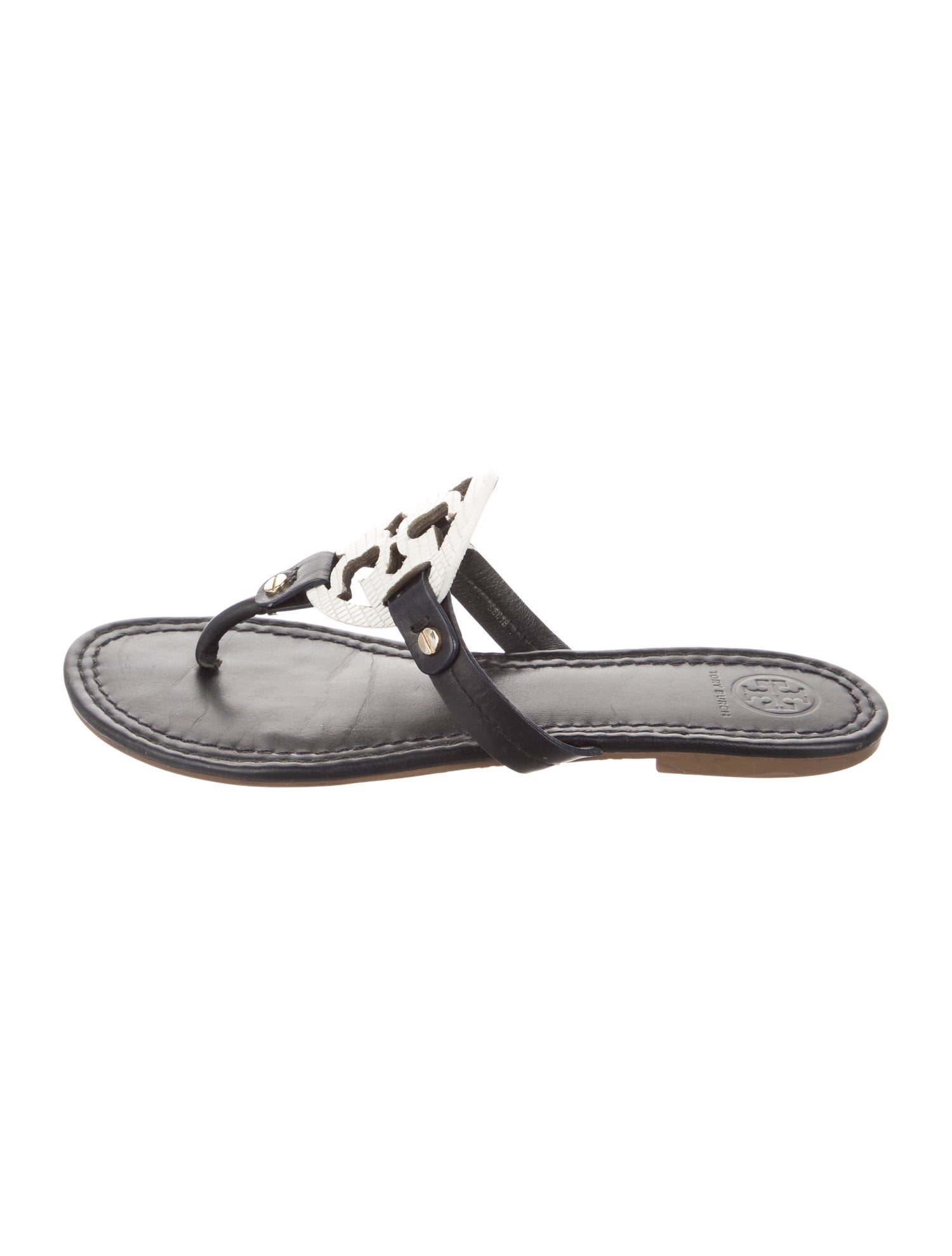 Tory Burch Leather Cutout Accent Slides