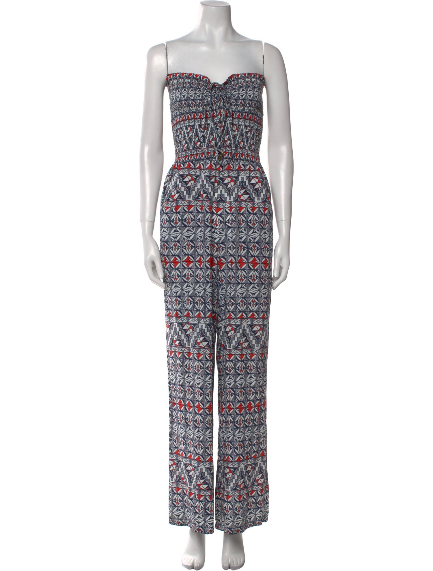 Tory Burch Printed Strapless Jumpsuit