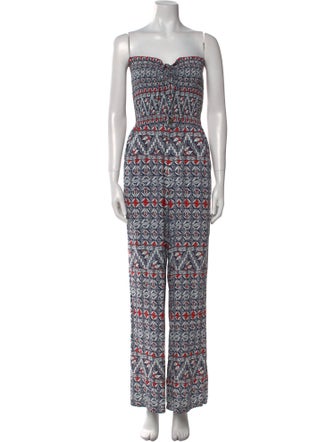 Tory Burch Printed Strapless Jumpsuit