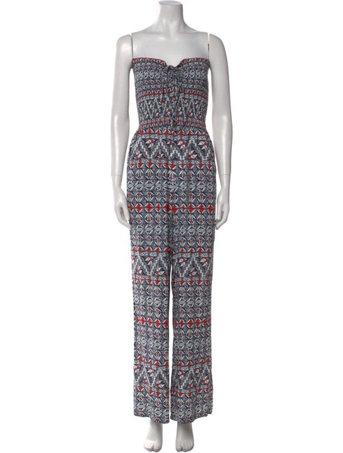 Tory Burch Printed Strapless Jumpsuit