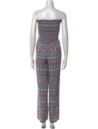 Tory Burch Printed Strapless Jumpsuit