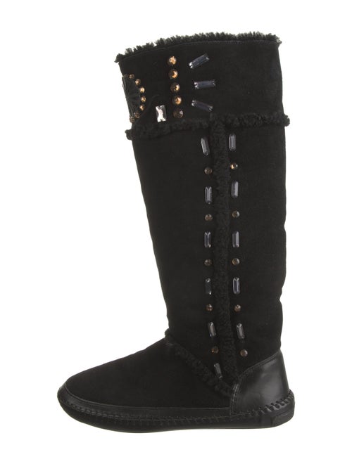Tory Burch Suede Crystal Embellishments Riding Boots