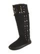 Tory Burch Suede Crystal Embellishments Riding Boots