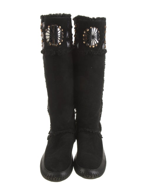 Tory Burch Suede Crystal Embellishments Riding Boots