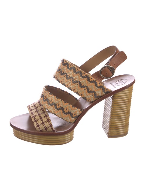 Tory Burch Straw Printed Slingback Sandals