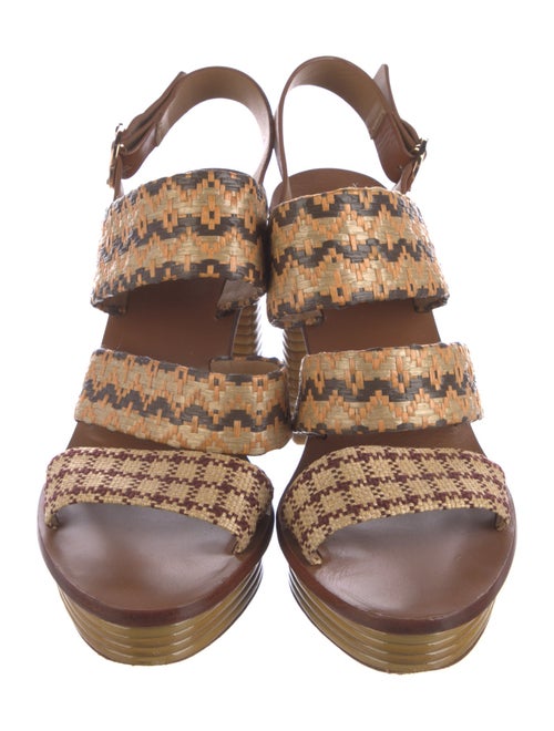 Tory Burch Straw Printed Slingback Sandals