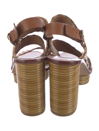 Tory Burch Straw Printed Slingback Sandals