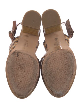 Tory Burch Straw Printed Slingback Sandals