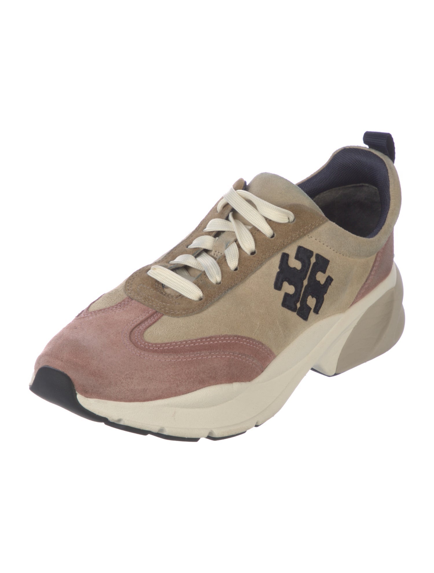 Tory Burch Suede Colorblock Pattern Sneakers