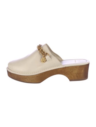 Tory Burch Leather Chain-Link Accents Mules