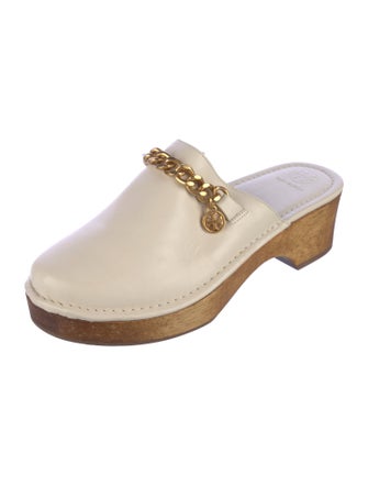 Tory Burch Leather Chain-Link Accents Mules