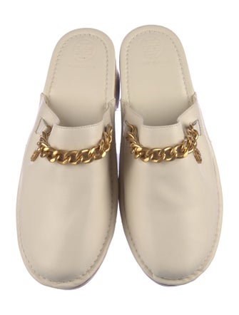 Tory Burch Leather Chain-Link Accents Mules