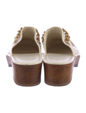 Tory Burch Leather Chain-Link Accents Mules