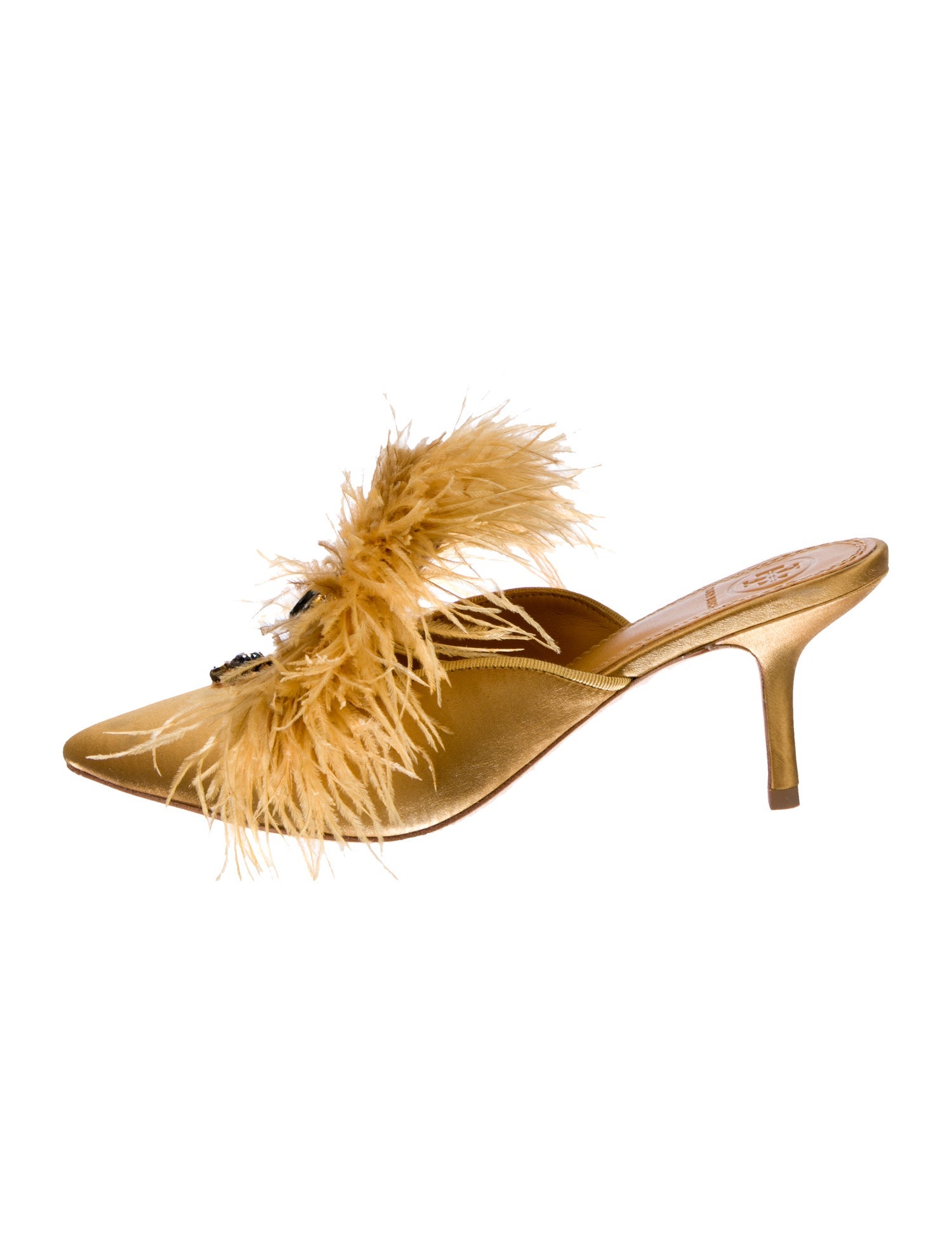 Tory Burch Satin Crystal Embellishments Mules