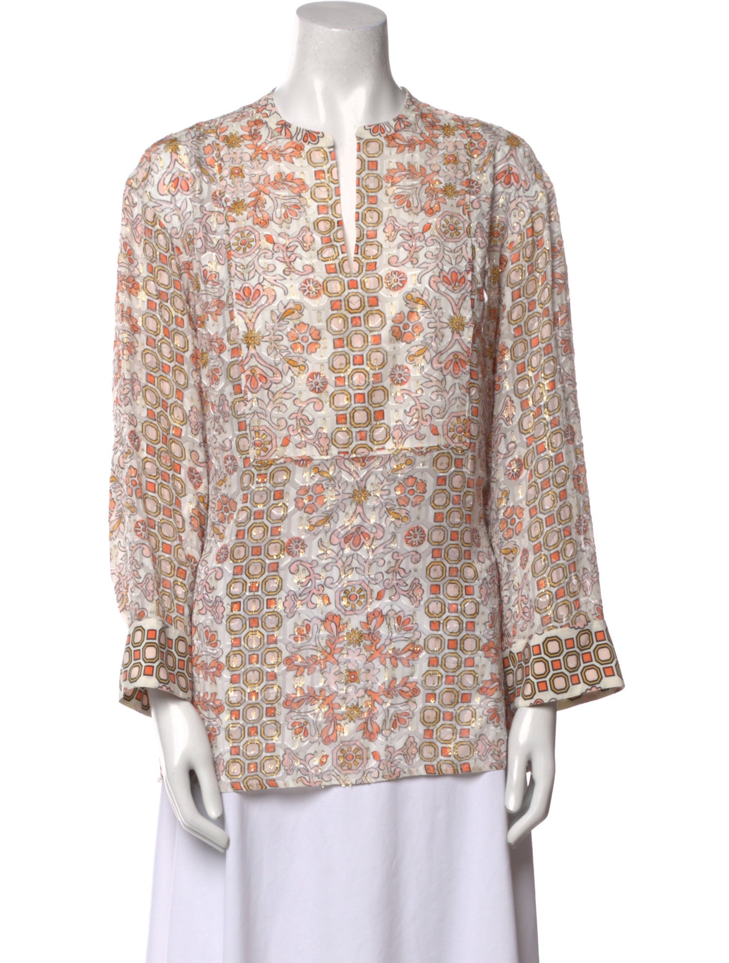 Tory Burch Floral Print V-Neck Blouse
