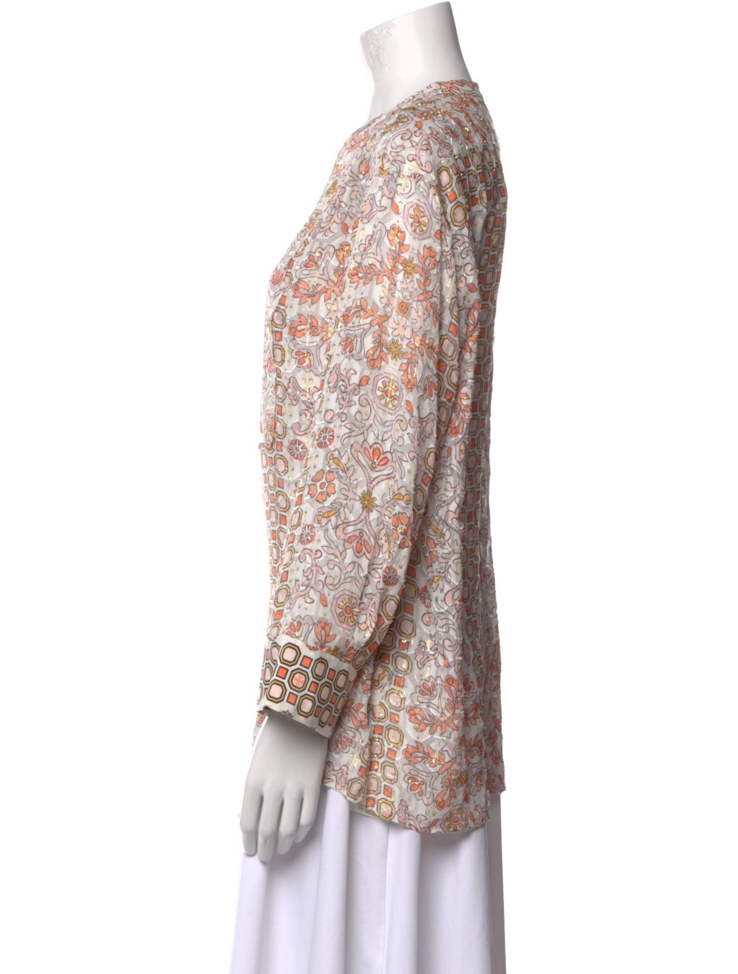 Tory Burch Floral Print V-Neck Blouse
