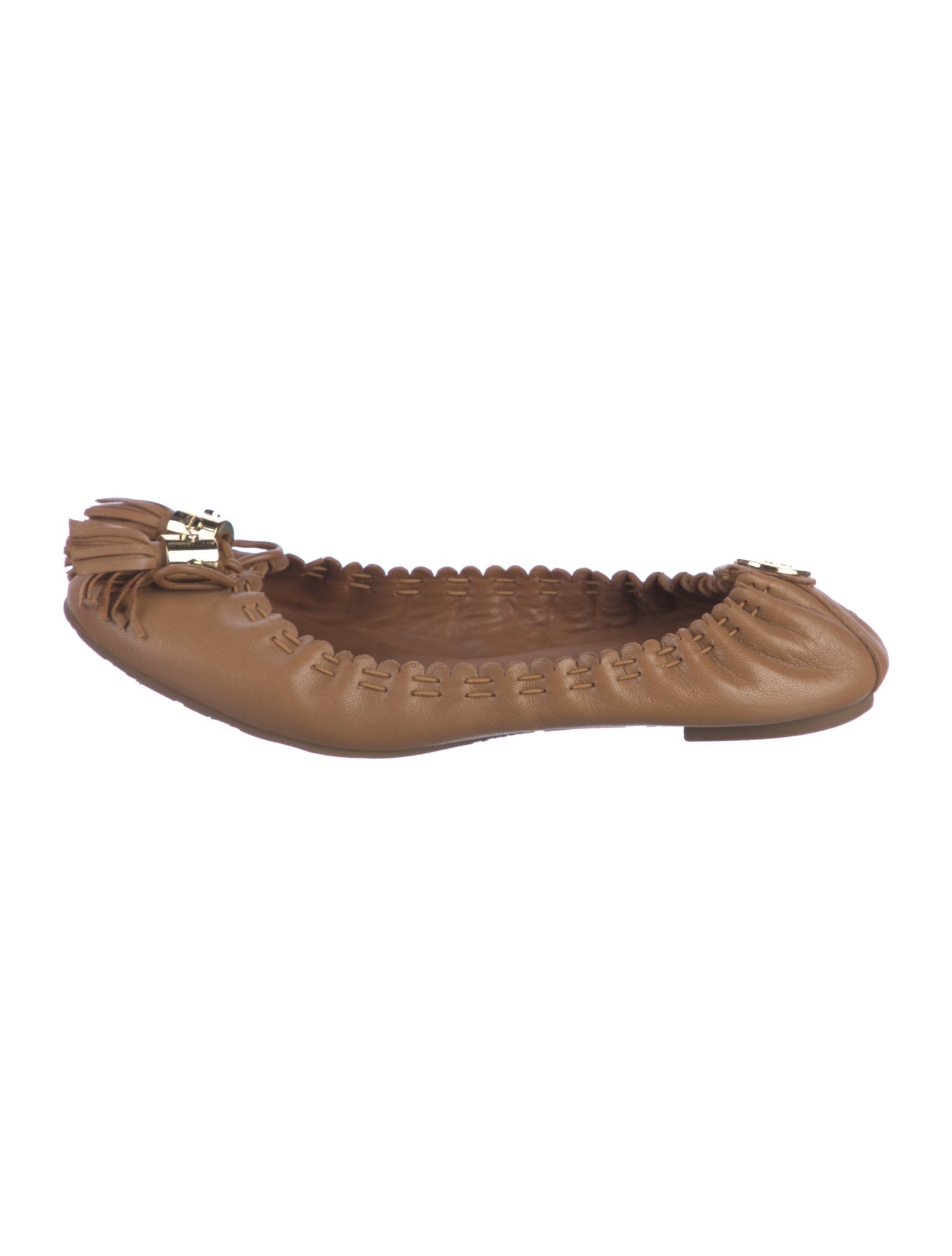 Tory Burch Leather Tassel Accents Ballet Flats