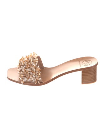 Tory Burch Leather Beaded Accents Slides