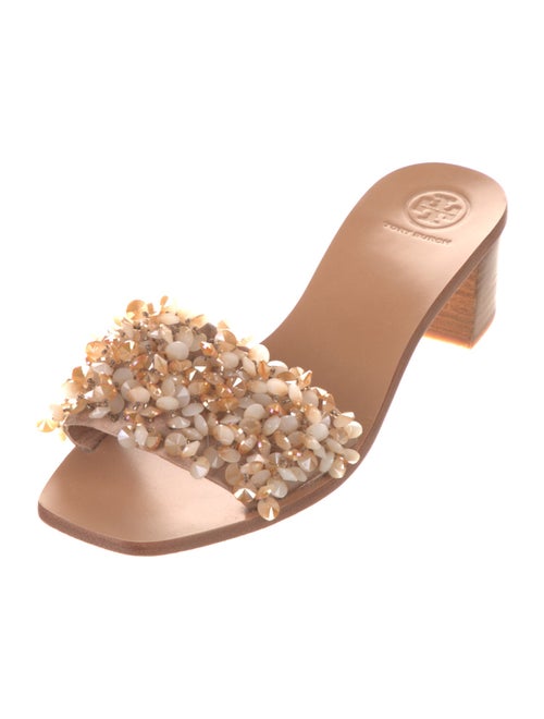 Tory Burch Leather Beaded Accents Slides