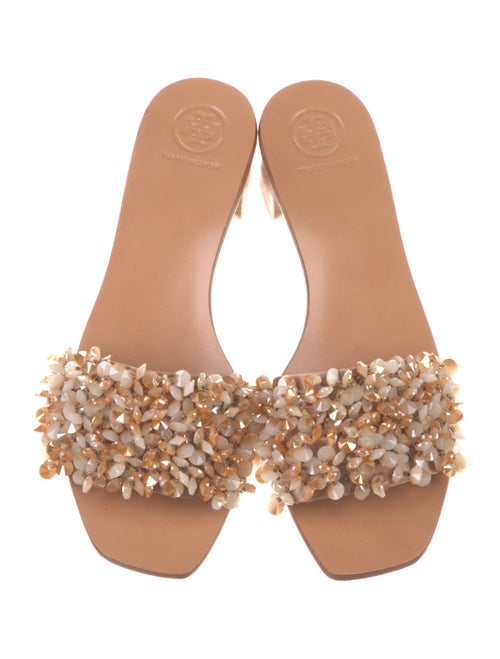 Tory Burch Leather Beaded Accents Slides