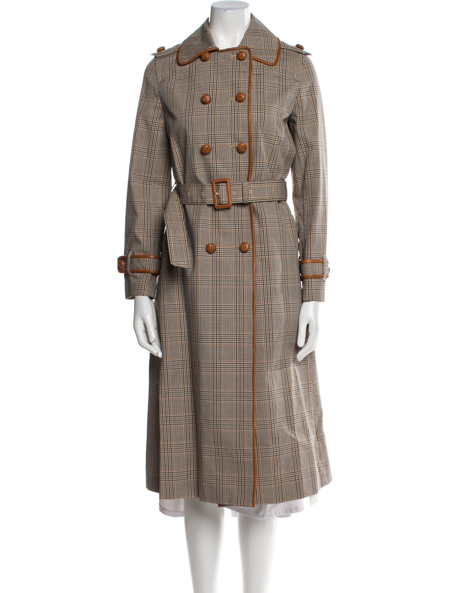 Tory Burch Plaid Print Trench Coat