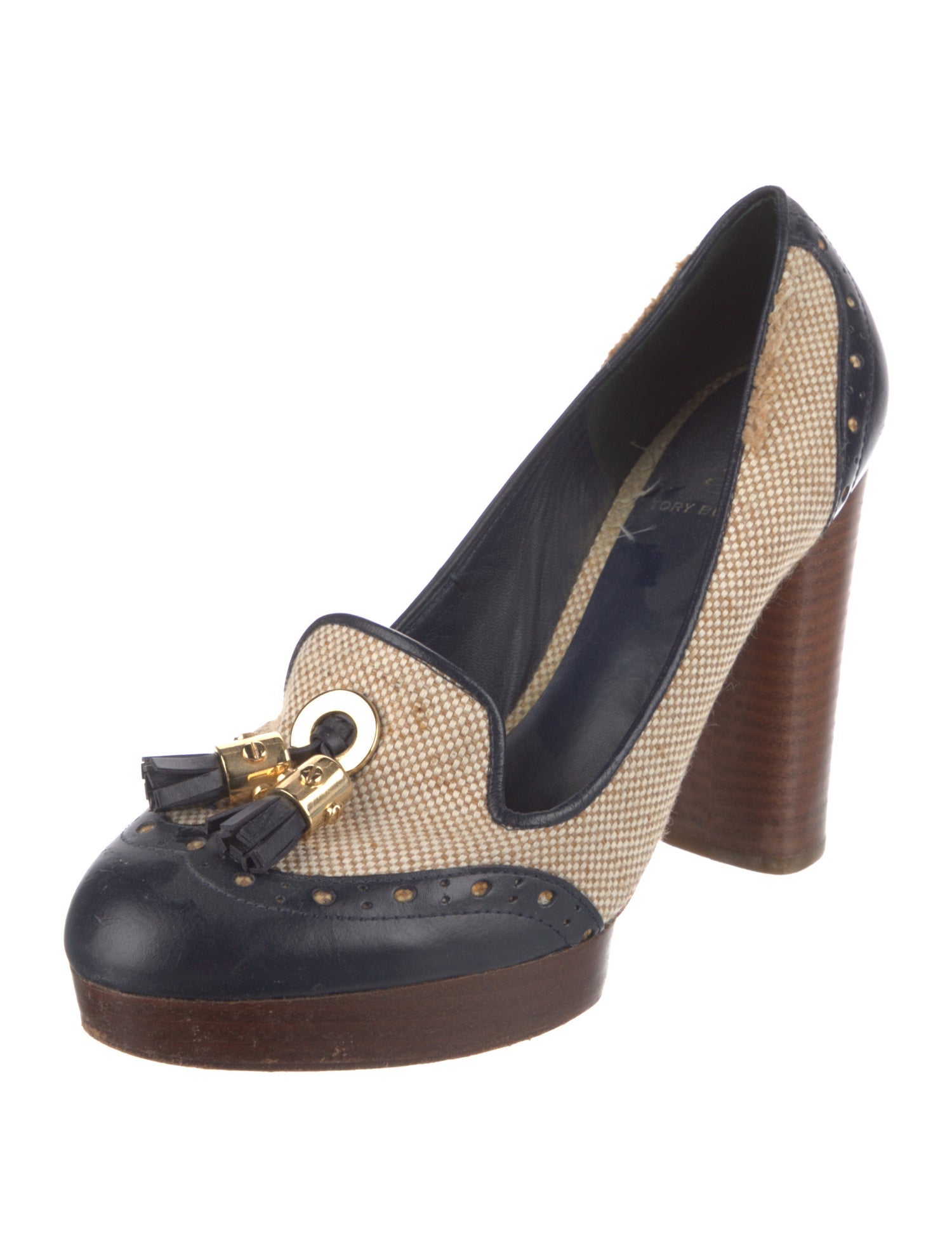 Tory Burch Leather Colorblock Pattern Pumps