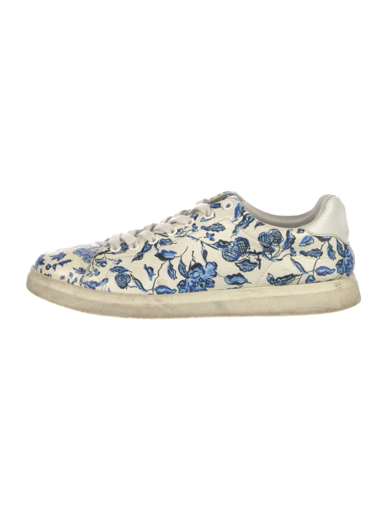 Tory Burch Leather Floral Print Sneakers