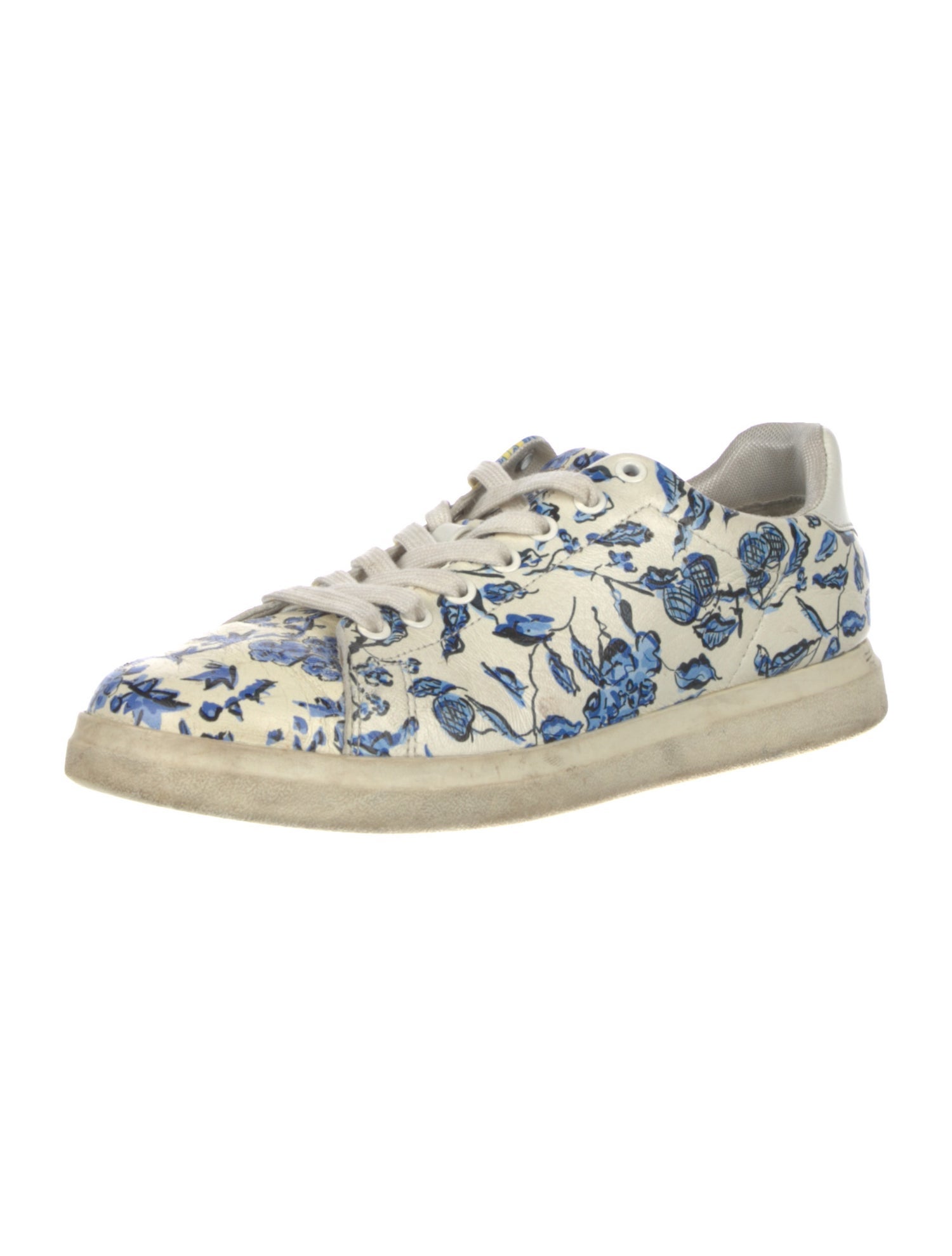 Tory Burch Leather Floral Print Sneakers