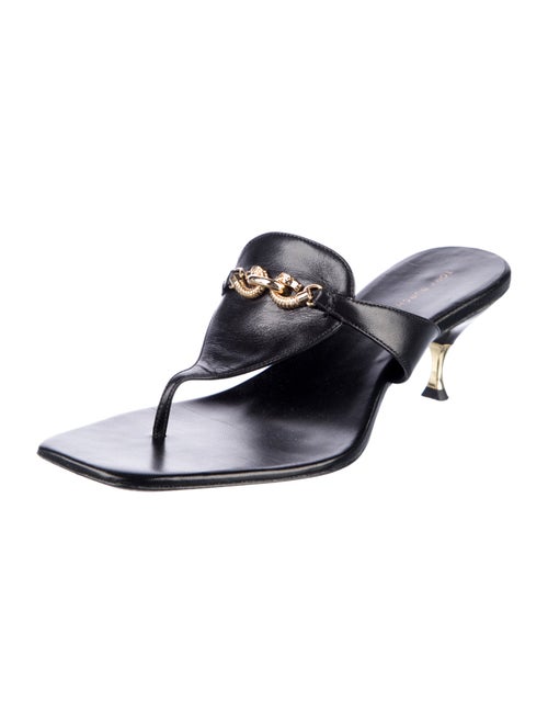 Tory Burch Leather Chain-Link Accents Slides