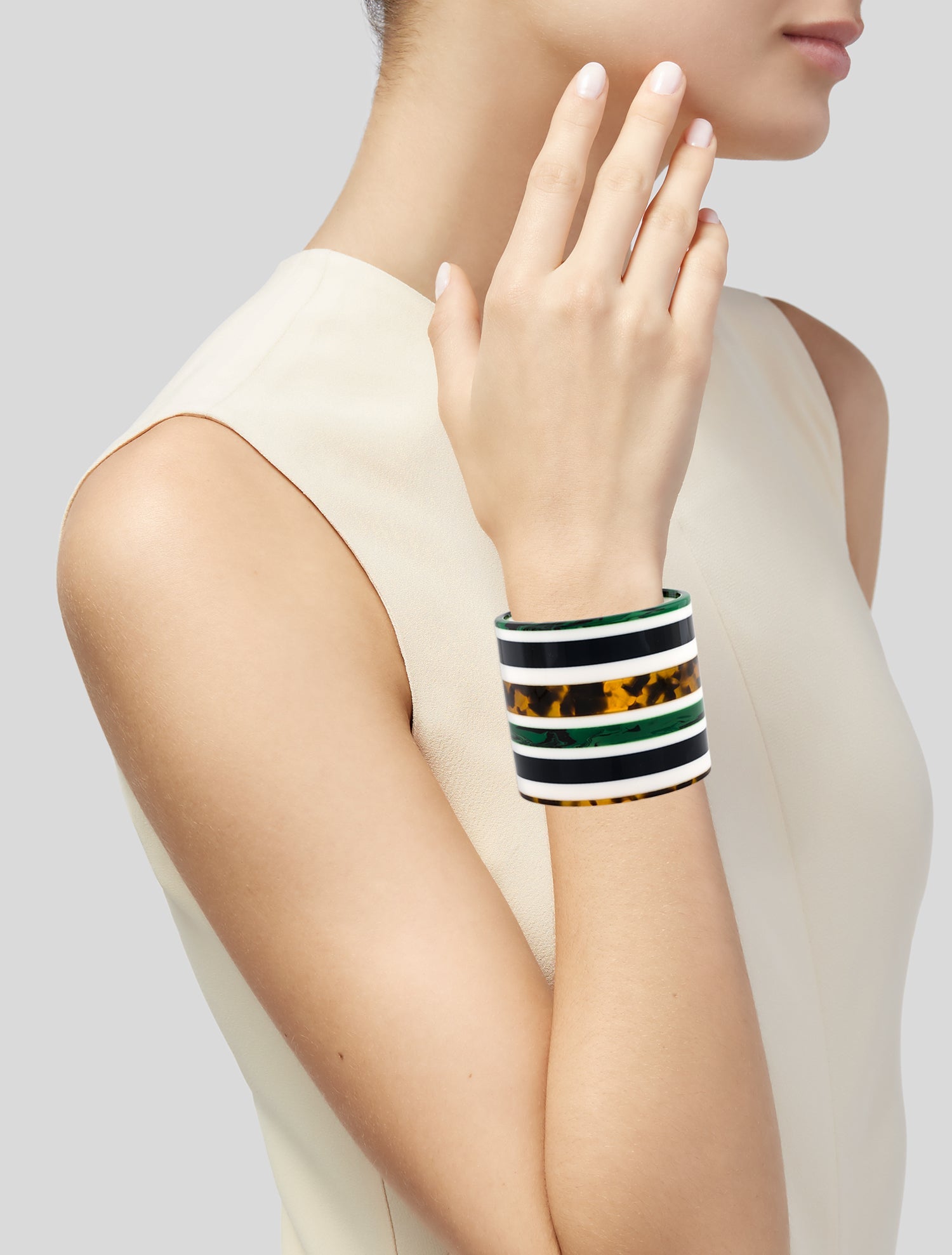 Tory Burch Resin Striped Cuff