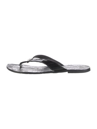 Tory Burch Signature Logo Patent Leather Flip Flops