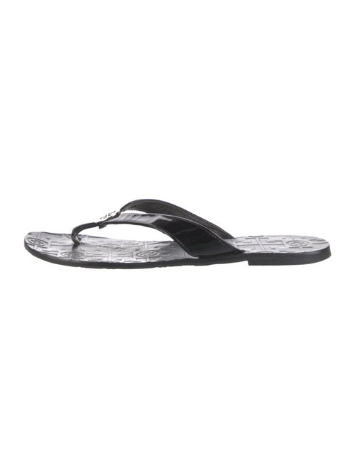 Tory Burch Signature Logo Patent Leather Flip Flops