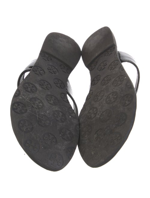 Tory Burch Signature Logo Patent Leather Flip Flops
