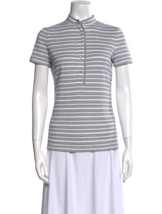 Tory Burch Striped Mock Neck Polo