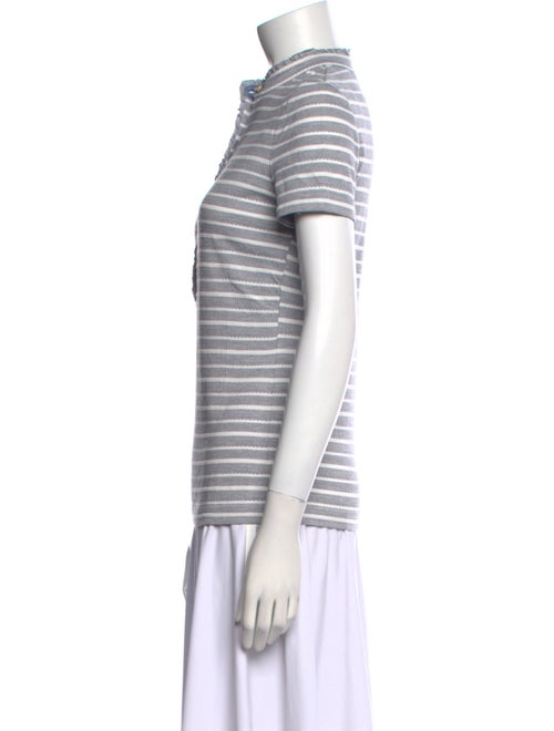 Tory Burch Striped Mock Neck Polo