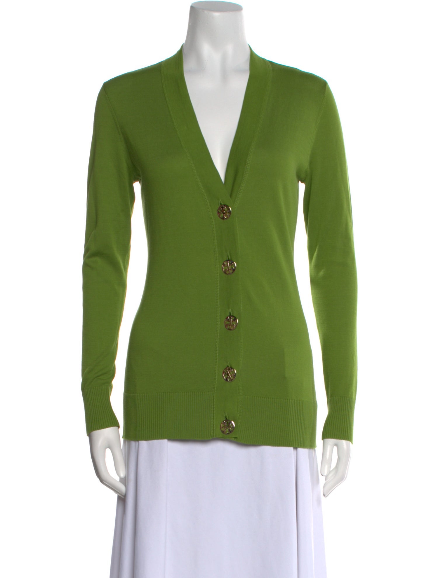 Tory Burch V-Neck Long Sleeve Button-Up Top