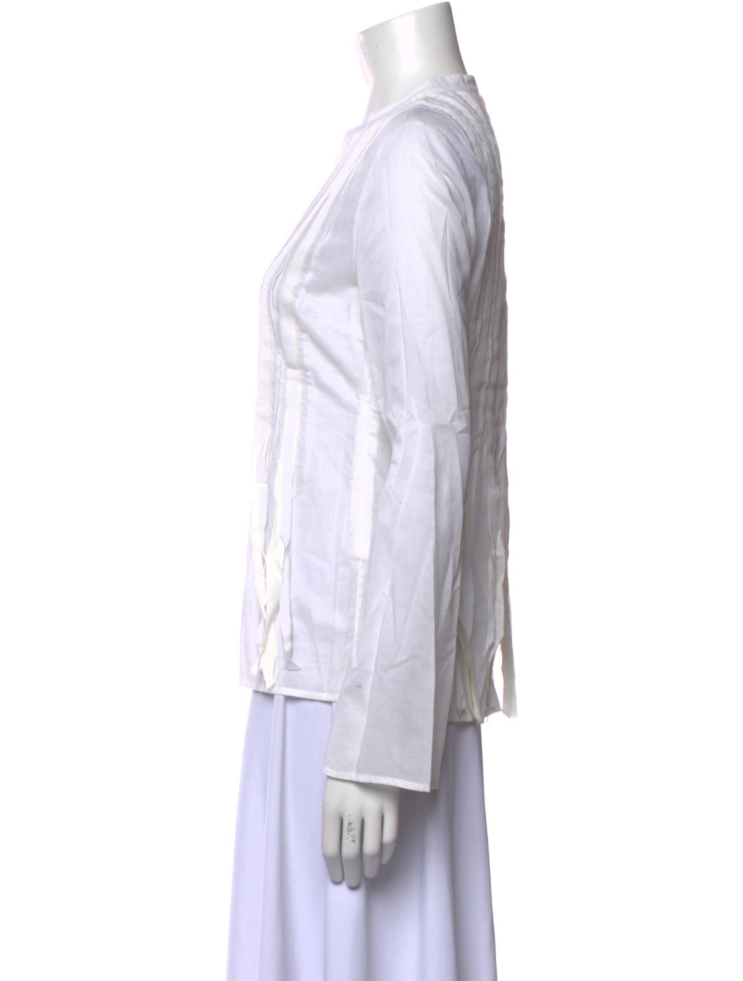 Tory Burch Striped V-Neck Button-Up Top