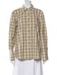 Tory Burch Plaid Print Long Sleeve Button-Up Top