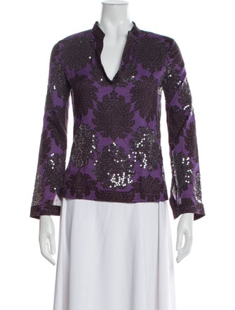 Tory Burch Printed V-Neck Top