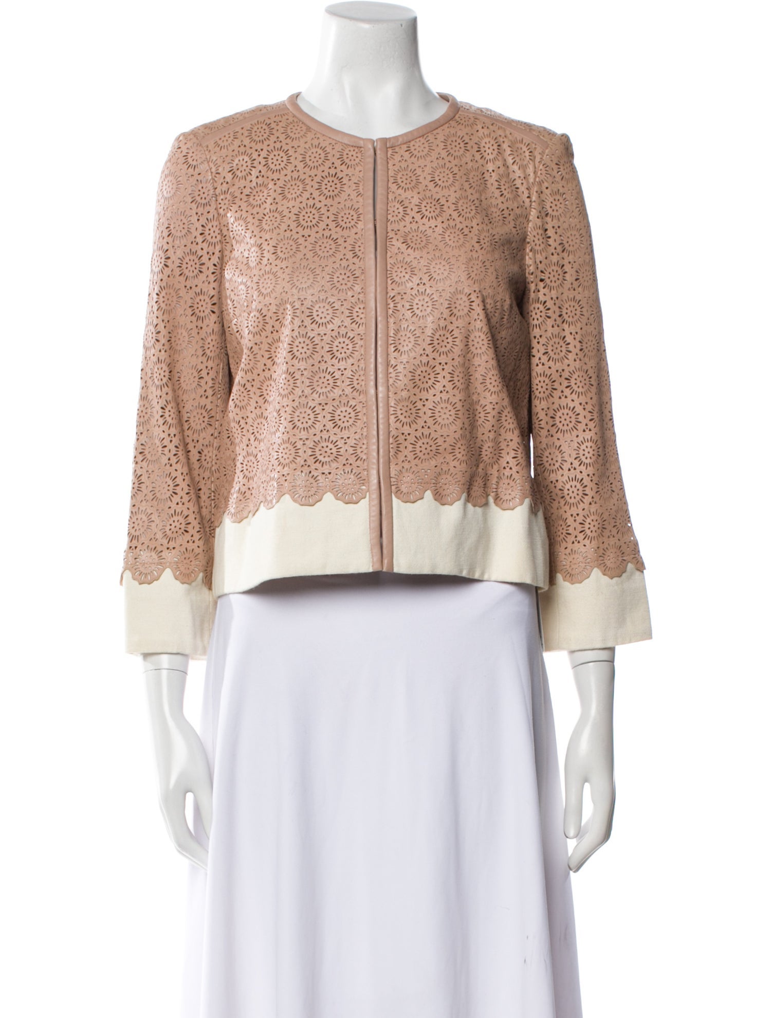 Tory Burch Leather Colorblock Pattern Evening Jacket