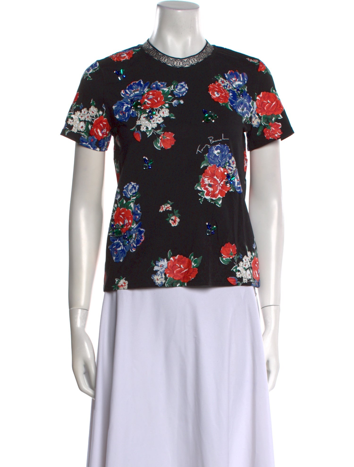 Tory Burch Floral Print Crew Neck T-Shirt