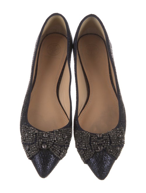 Tory Burch Glitter Crystal Embellishments Ballet Flats