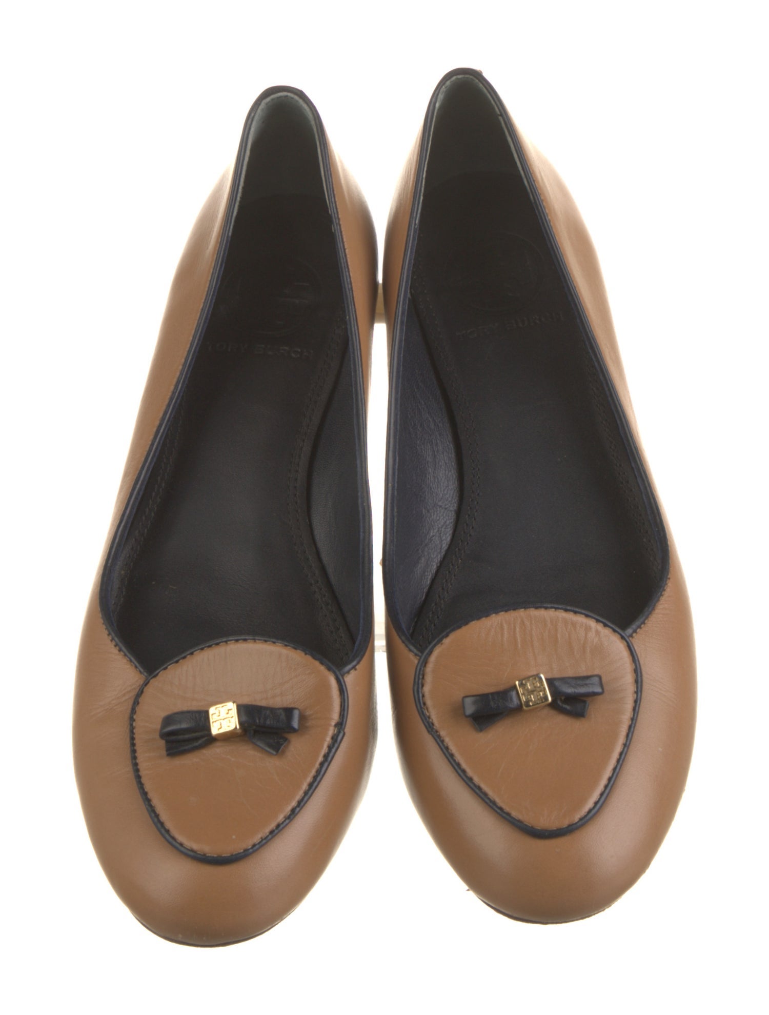 Tory Burch Leather Bow Accents Ballet Flats