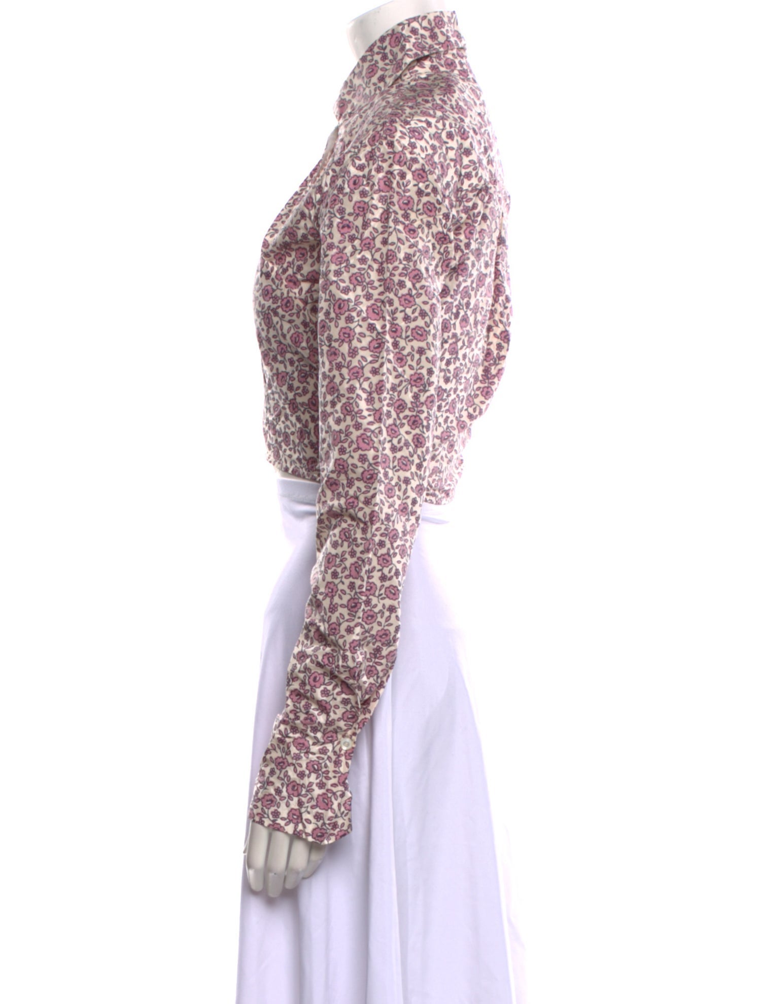 Tory Burch Floral Print Long Sleeve Crop Top