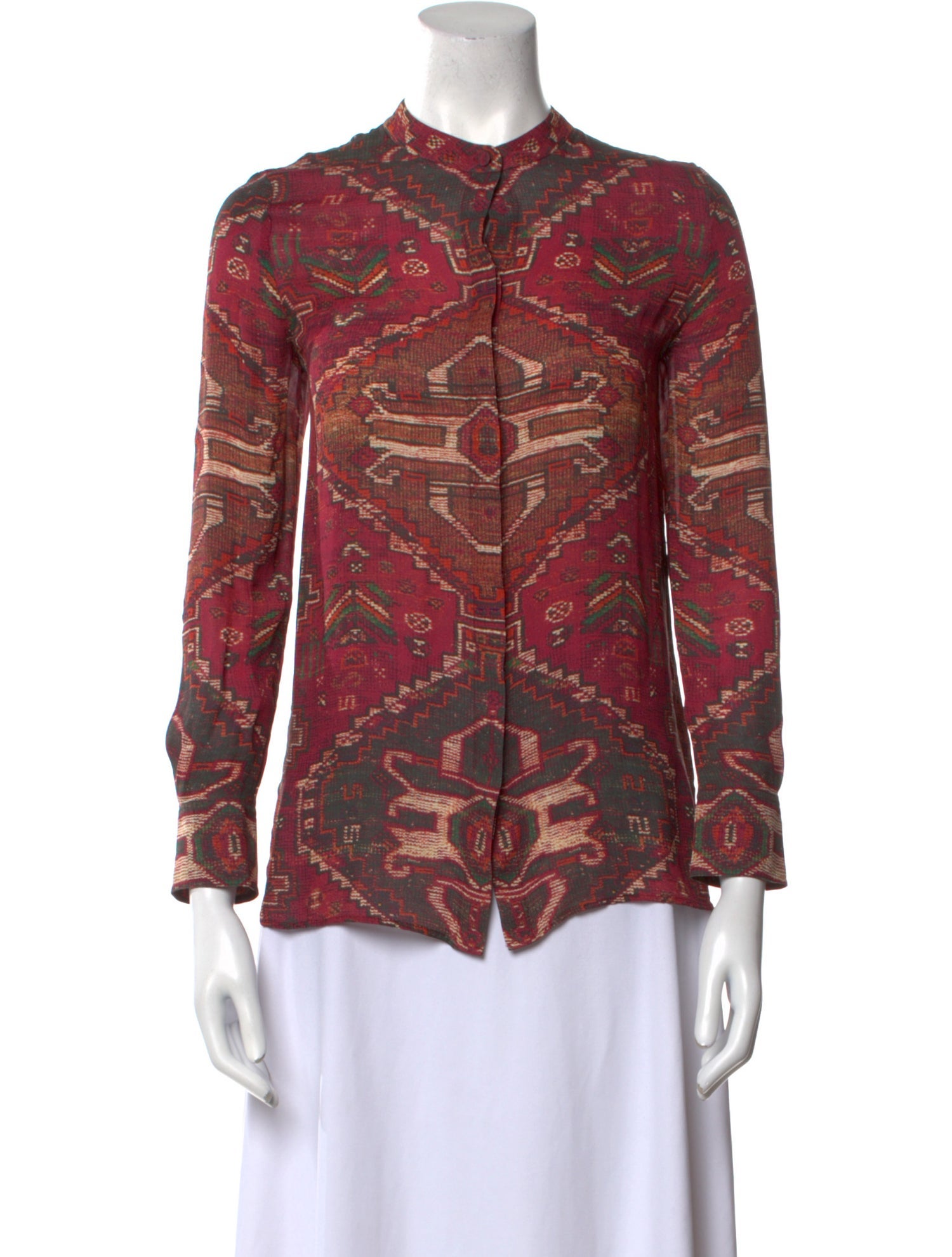Tory Burch Silk Paisley Print Button-Up Top